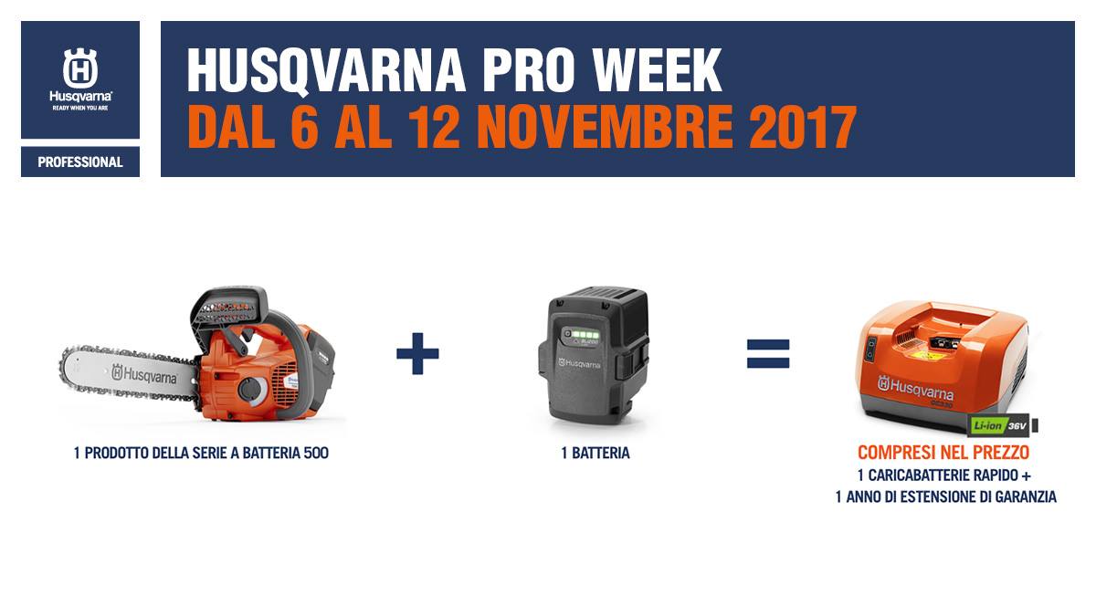 omaggio caricabatterie pro week husqvarna